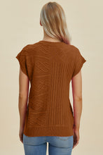 Load image into Gallery viewer, Double Take Full Size Cable-Knit Round Neck Cap Sleeve Sweater