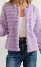 Load image into Gallery viewer, STRIPE FAUX FUR COAT (ST#FRJ1645W):