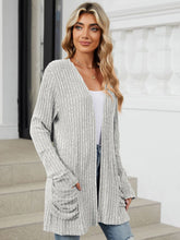 Load image into Gallery viewer, Pocketed Open Front Long Sleeve Cardigan