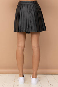 PU PLEATED MINI SKIRT (ST# FRSK1382W): BROWN