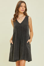 Load image into Gallery viewer, HEYSON Full Size Texture V-Neck Sleeveless Flare Mini Dress