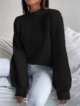 Load image into Gallery viewer, Openwork Mock Neck Long Sleeve Sweater