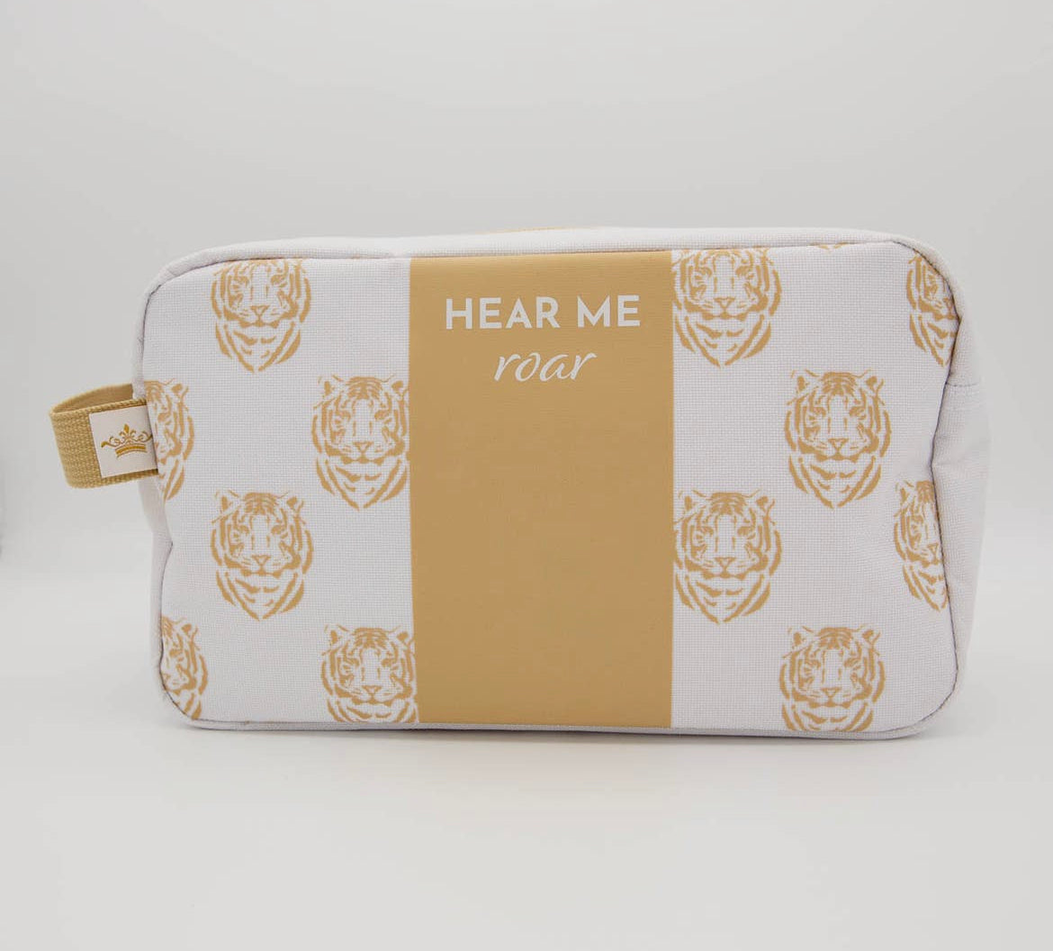 Hear me roar tiger cosmetic bag 10x6x4