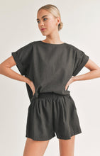 Load image into Gallery viewer, Oversized Short Sleeve Top with Belted Shorts Set