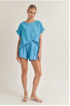 Load image into Gallery viewer, Oversized Short Sleeve Top with Belted Shorts Set