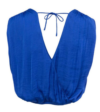 Sleeveless Shirred Padded Shoulder Top