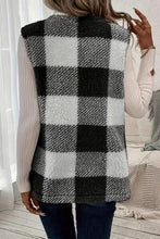 Load image into Gallery viewer, Sherpa Plaid Open Front Vest Coat