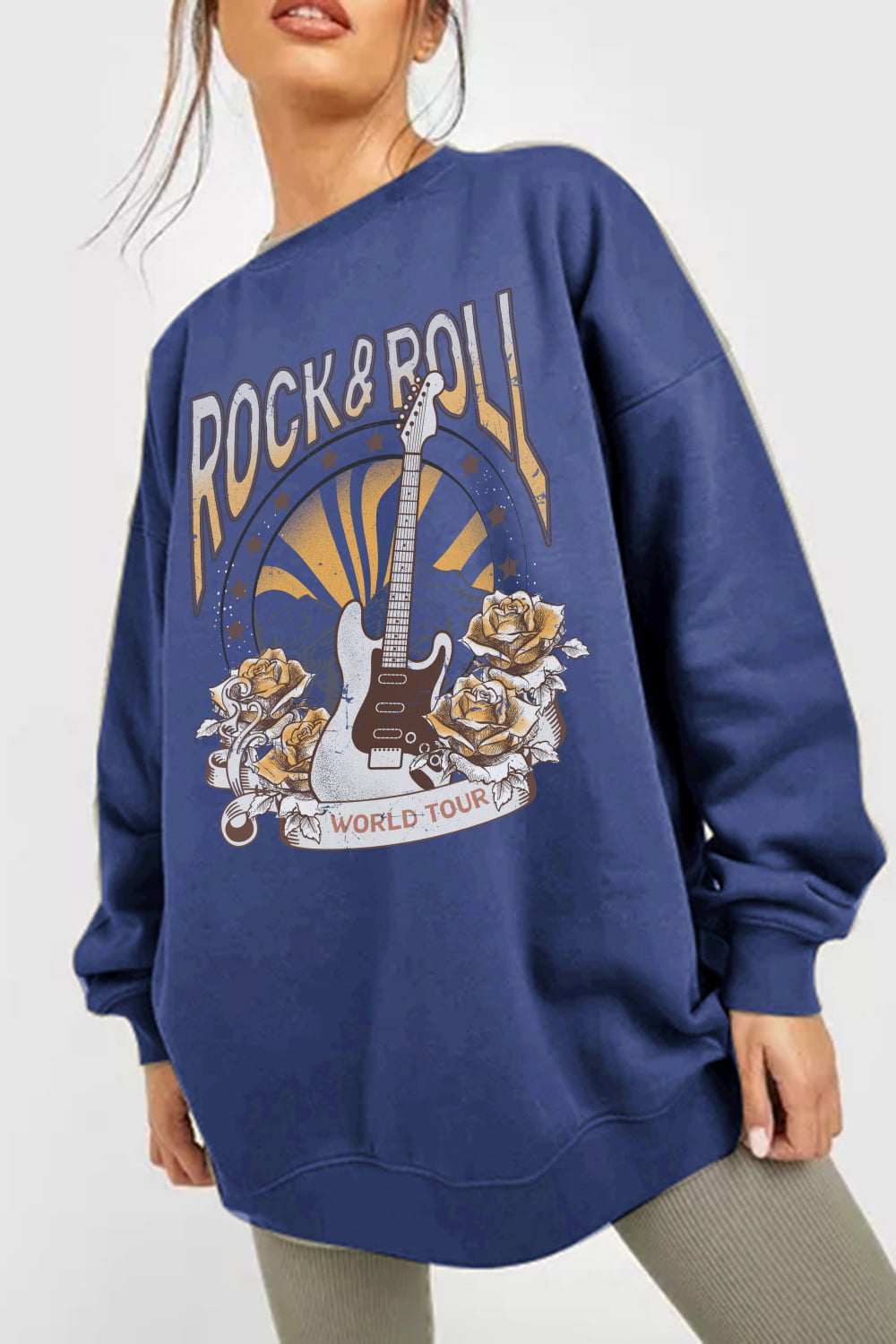 Simply Love Simply Love Full Size ROCK & ROLL WORLD TOUR Graphic Sweatshirt
