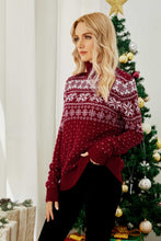 Load image into Gallery viewer, Christmas Snowflake Fair Isle Turtleneck Sweater