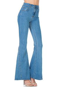 high waist kick flare wide denim jeans medium