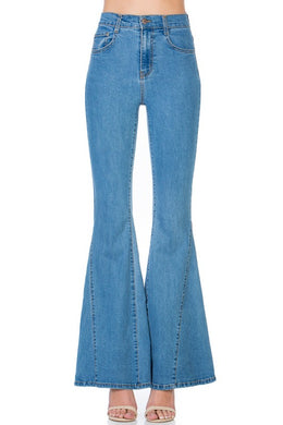 high waist kick flare wide denim jeans medium