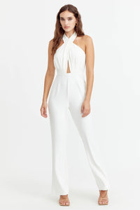 Katrina Halter Jumpsuit: White / Small