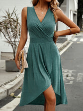 Load image into Gallery viewer, Surplice Neck Pleated Detail Sleeveless Dress