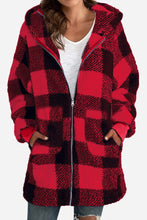 Load image into Gallery viewer, Double Take Full Size Plaid Long Sleeve Hooded Coat