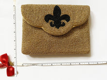 Load image into Gallery viewer, Black Fleur De lis Beaded Mini Bag LMC 111