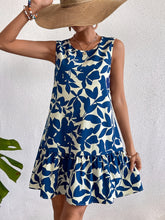 Load image into Gallery viewer, Printed Round Neck Ruffle Hem Dress