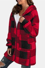 Load image into Gallery viewer, Double Take Full Size Plaid Long Sleeve Hooded Coat