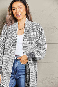Woven Right Heathered Open Front Longline Cardigan