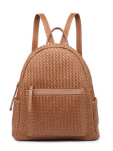 Load image into Gallery viewer, Woven backpack purse for women beige big