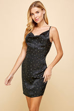 Load image into Gallery viewer, Satin Polka Dot Cowl Neck Dress
