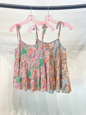 3 tired tie shoulder loose fit tank top