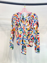 Load image into Gallery viewer, Printed surplice long sleeve blouse top