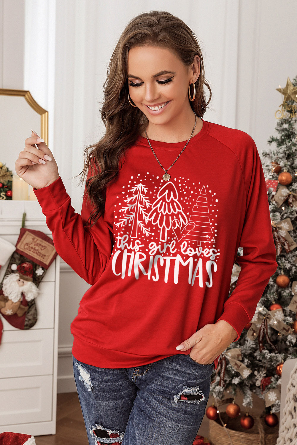 Christmas Tree Round Neck Sweatshirt