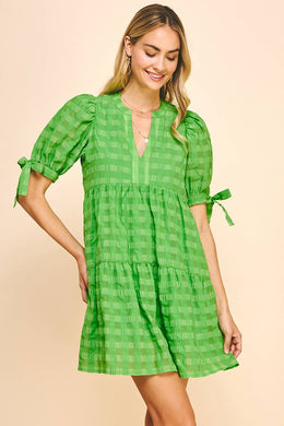 PRINT SS TUNIC DRESS - SUMMER GREEN: S