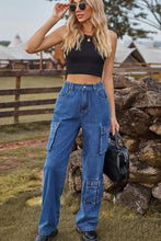 Load image into Gallery viewer, Loose Fit Long Jeans with Pockets