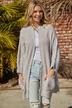 Load image into Gallery viewer, Waffle-Knit Long Sleeve Cardigan with Pocket