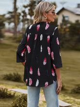 Load image into Gallery viewer, Printed Roll-Tab Sleeve Notched Neck Blouse