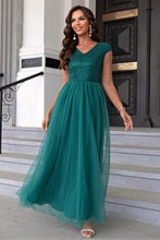 Load image into Gallery viewer, Sequin V-Neck Mesh Maxi Dress