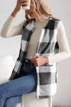 Load image into Gallery viewer, Sherpa Plaid Open Front Vest Coat