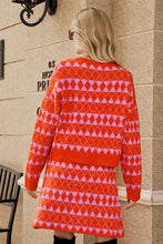 Load image into Gallery viewer, Geometric Dropped Shoulder Cardigan and Knit Skirt Set