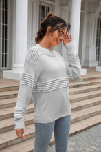 Load image into Gallery viewer, Round Neck Openwork Long Sleeve Pullover Sweater