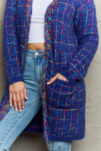 Load image into Gallery viewer, Plaid Fringe Trim Open Front Longline Cardigan