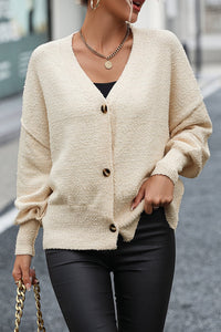 Button-Up Dropped Shoulder Cardigan