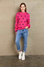 Load image into Gallery viewer, Woven Right Polka Dot Round Neck Dropped Shoulder Sweater