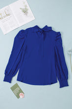 Load image into Gallery viewer, Mock Neck Puff Sleeve Blouse