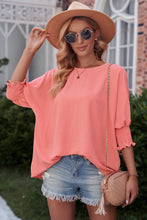 Load image into Gallery viewer, Round Neck Dolman Sleeve Textured Blouse