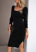 Load image into Gallery viewer, Rib-Knit Slit Sweater Dress