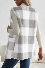 Load image into Gallery viewer, Sherpa Plaid Open Front Vest Coat