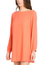 Load image into Gallery viewer, long sleeve shift dress coral