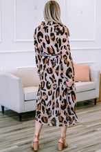 Load image into Gallery viewer, Plus Size Leopard Print Surplice Neck Long Sleeve Midi Dress