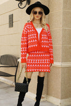 Load image into Gallery viewer, Geometric Dropped Shoulder Cardigan and Knit Skirt Set