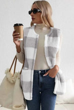 Load image into Gallery viewer, Sherpa Plaid Open Front Vest Coat