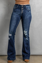 Load image into Gallery viewer, Button Fly Distressed Bootcut Jeans