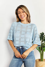 Load image into Gallery viewer, Double Take Ribbed Trim Round Neck Knit Top