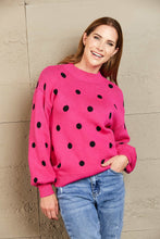 Load image into Gallery viewer, Woven Right Polka Dot Round Neck Dropped Shoulder Sweater