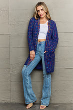 Load image into Gallery viewer, Plaid Fringe Trim Open Front Longline Cardigan